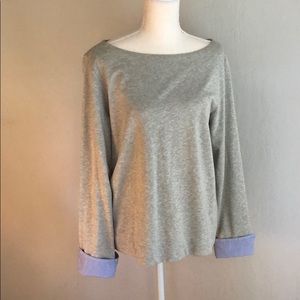 J. Crew cuffed boatneck shirt. Cotton. Long Sleeve